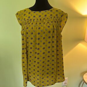 LOFT Yellow Smocked Blouse